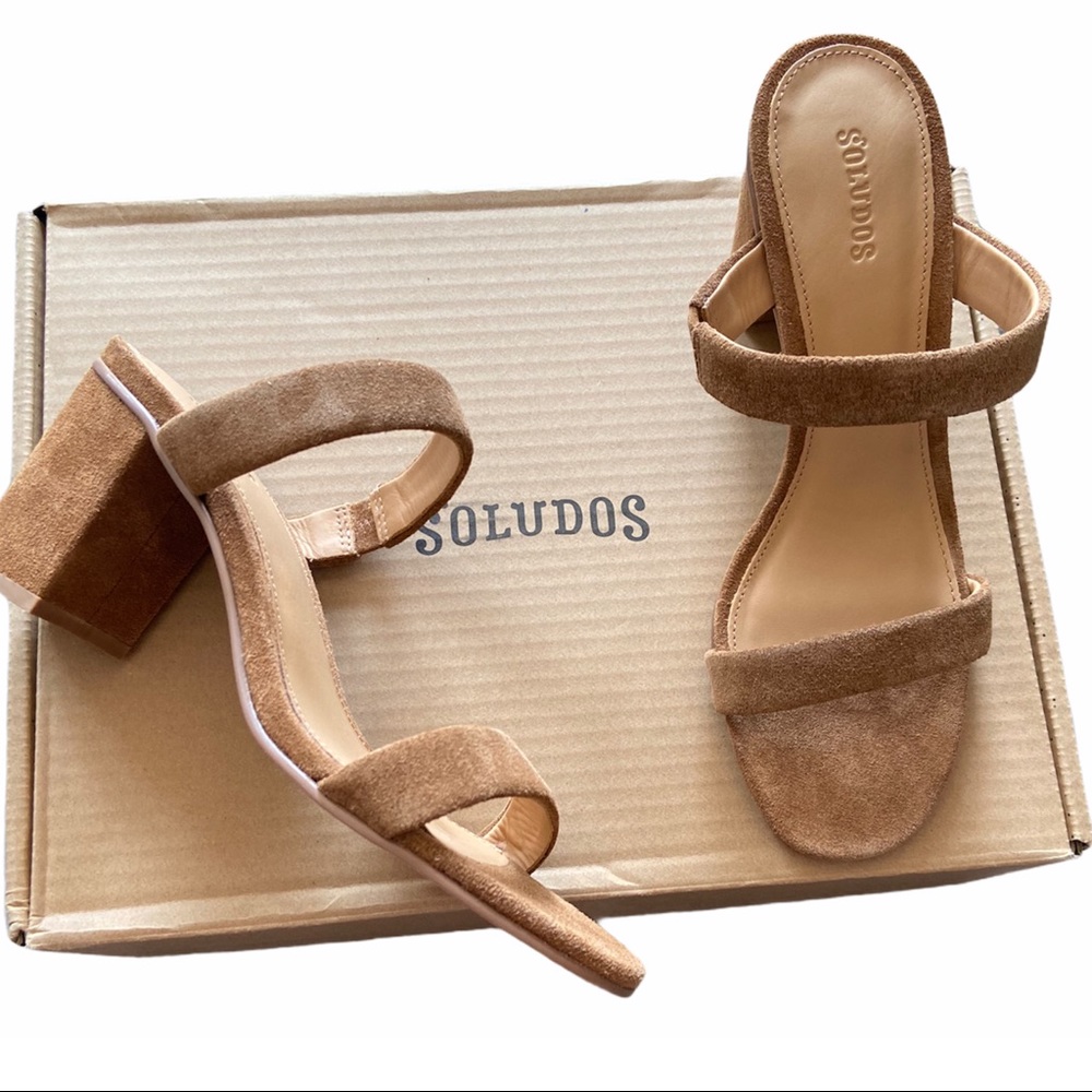 Soludos Ines Heel Walnut Leather Sandals - Picture 5 of 10
